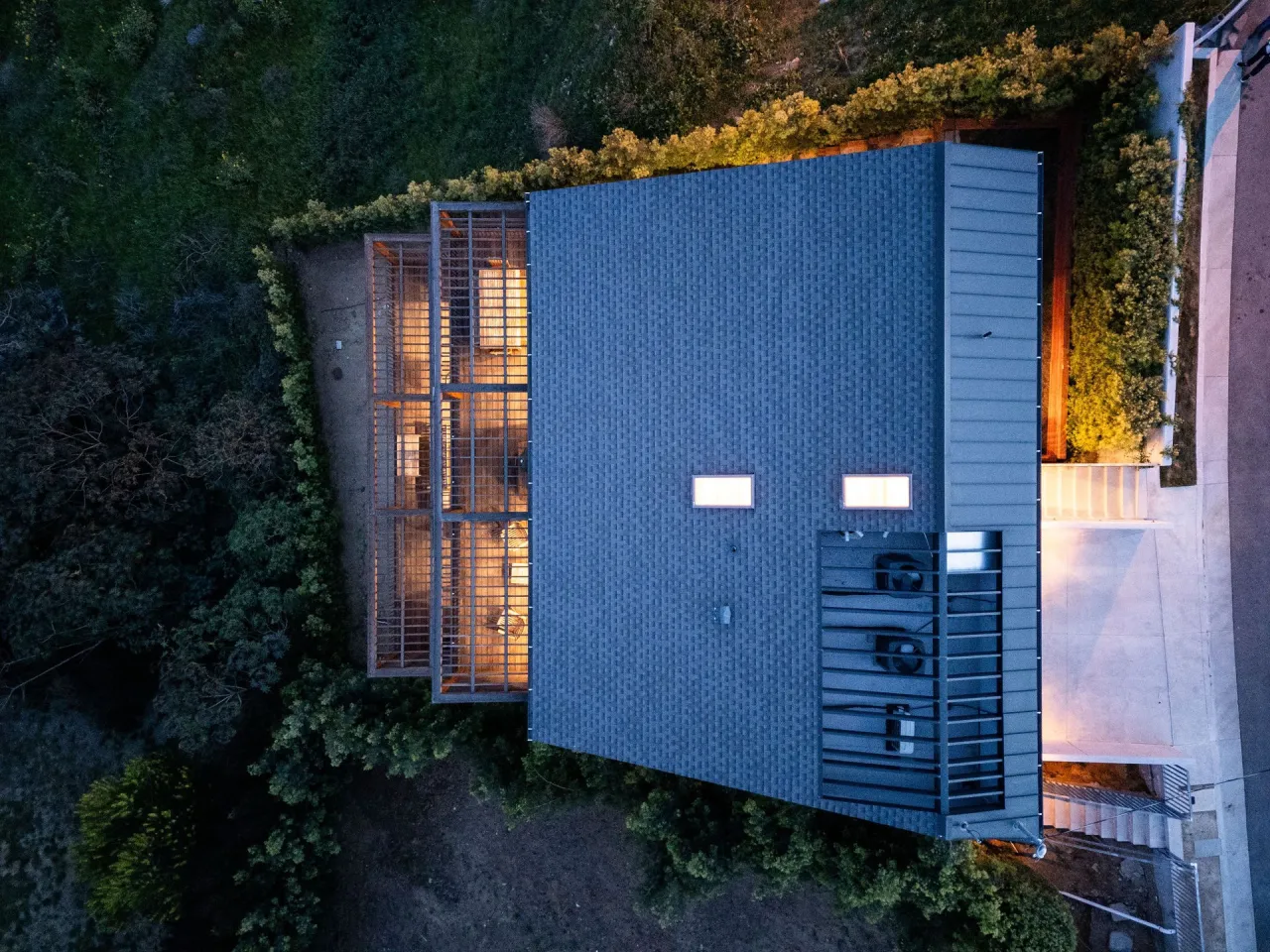 Wide aerial view of the Highland Park new construction