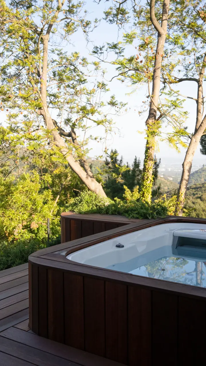 Resort-style pool with custom tile in Beverly Hills